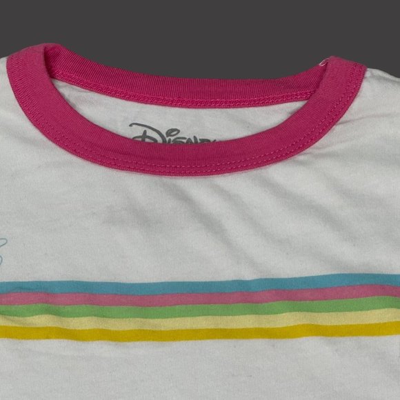 Disney Mickey Top Shirt Girls Size Small Rainbow Stripes Short Sleeves Vintage - Picture 5 of 10